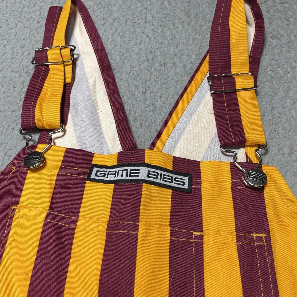 Game Bibs Pants Unisex Small Multicolor Striped Bib Overalls Game Day Sports Fan - Picture 4 of 7